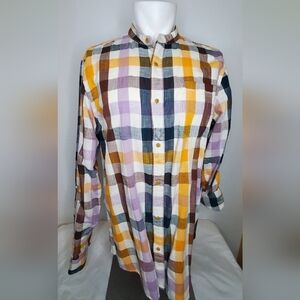 Scotch & Soda Size L - Men Plaid Linen Shirt With Long Sleeves